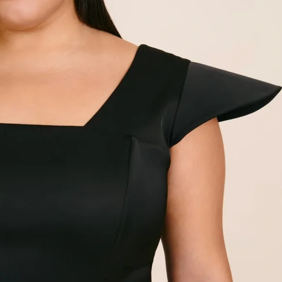 NWT Mimine AG black knee length Rebel cocktail dress with exaggerated shoulders - Picture 2 of 7